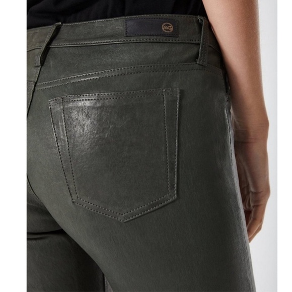 New AG Adriano Goldschmied The Legging Super Skinny Green Leather Pants Sz 26 - Picture 3 of 13